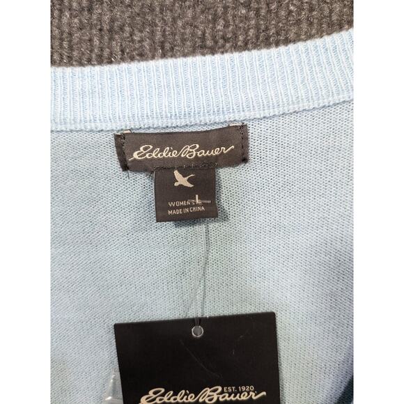 Eddie Bauer Cardigan Sweater Womens Large Ombre Blue Button Lightweight Layer - Picture 2 of 8